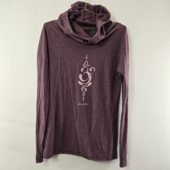 Soul Flower Organic Cotton Just Breathe Cowl Neck Yoga Hoodie Long Sleeve Size L - Picture 6 of 16